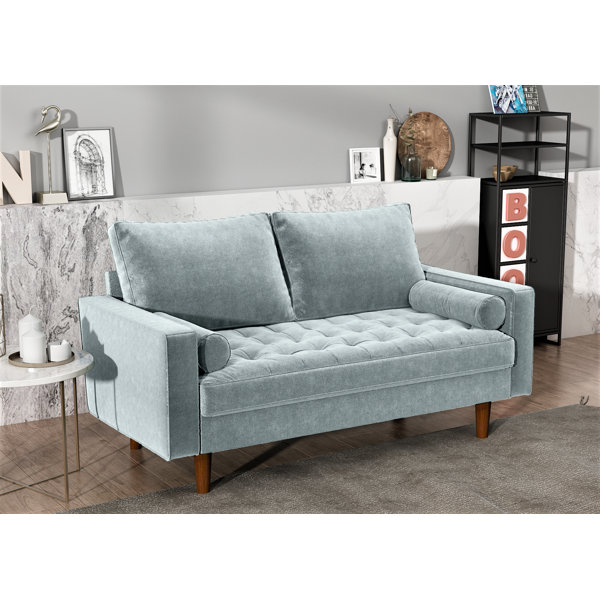 Oliver Carly 57.87'' Velvet Square Arm Loveseat & Reviews Wayfair